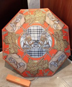 Hermes Pluie De H Folding Umbrella Orange