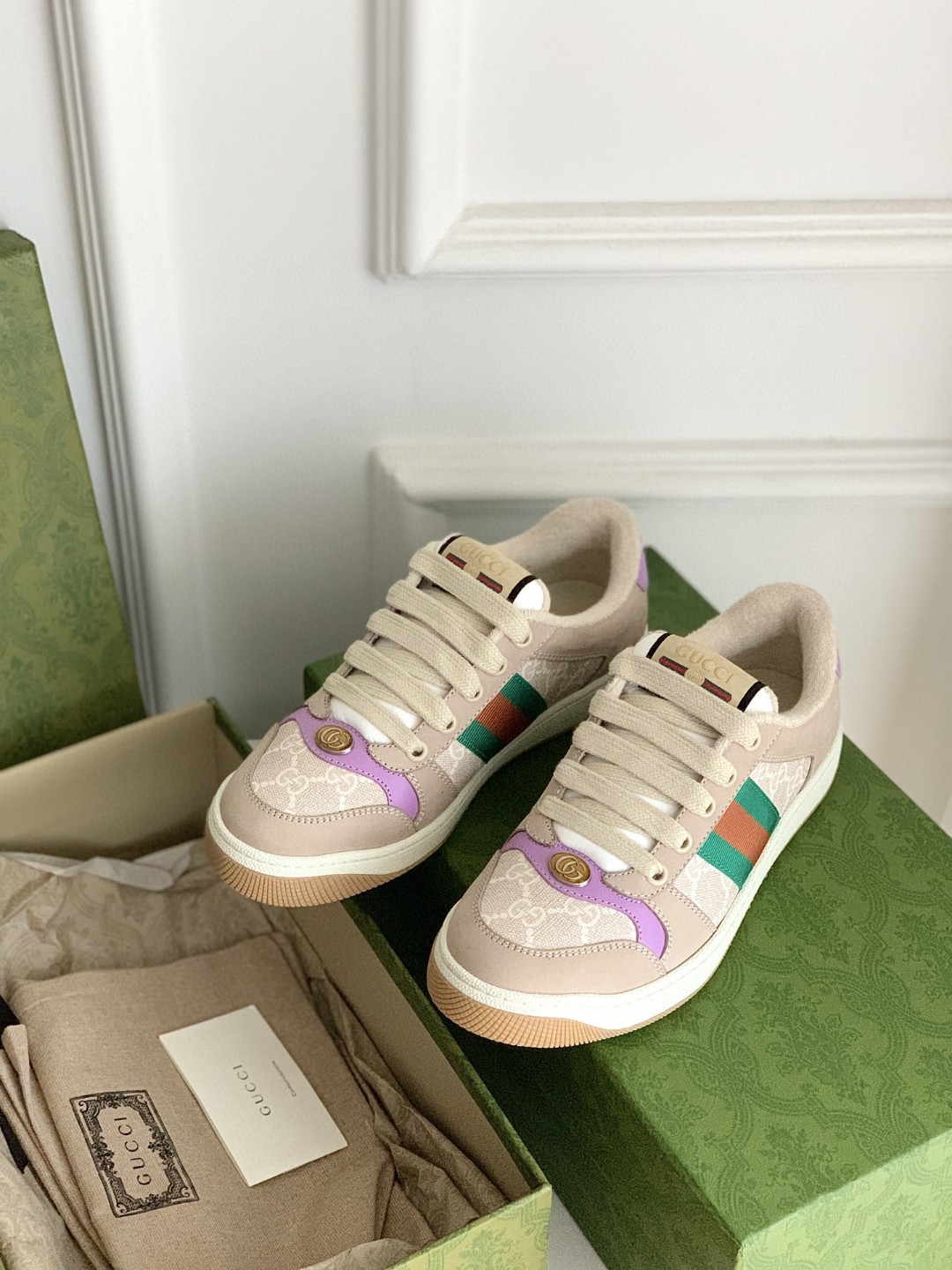 Gucci Men’s Screener Sneaker Beige For Men 546551-HVKI0-9765