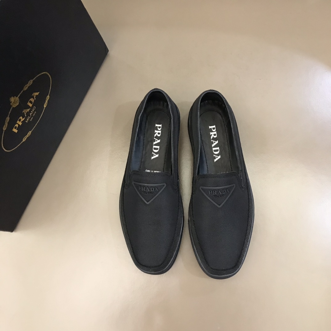 Prada Nylon Slip-On Sneakers Black For Men 1in/25mm Prada 2S2964_71L_F0002