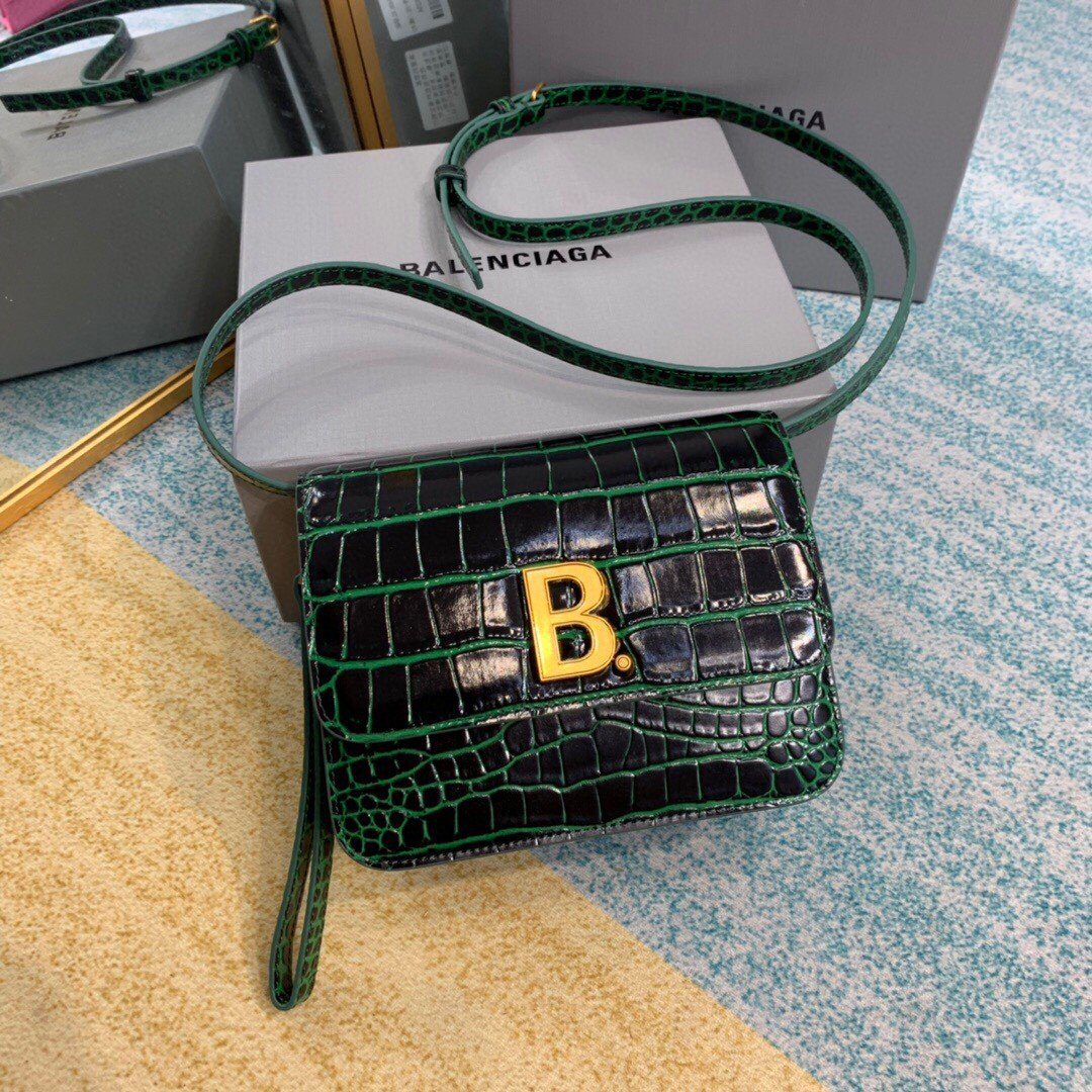 BALENCIAGA Bolso Bandolera B In Dark Green, For Women, Women’s Bags 7in/18cm