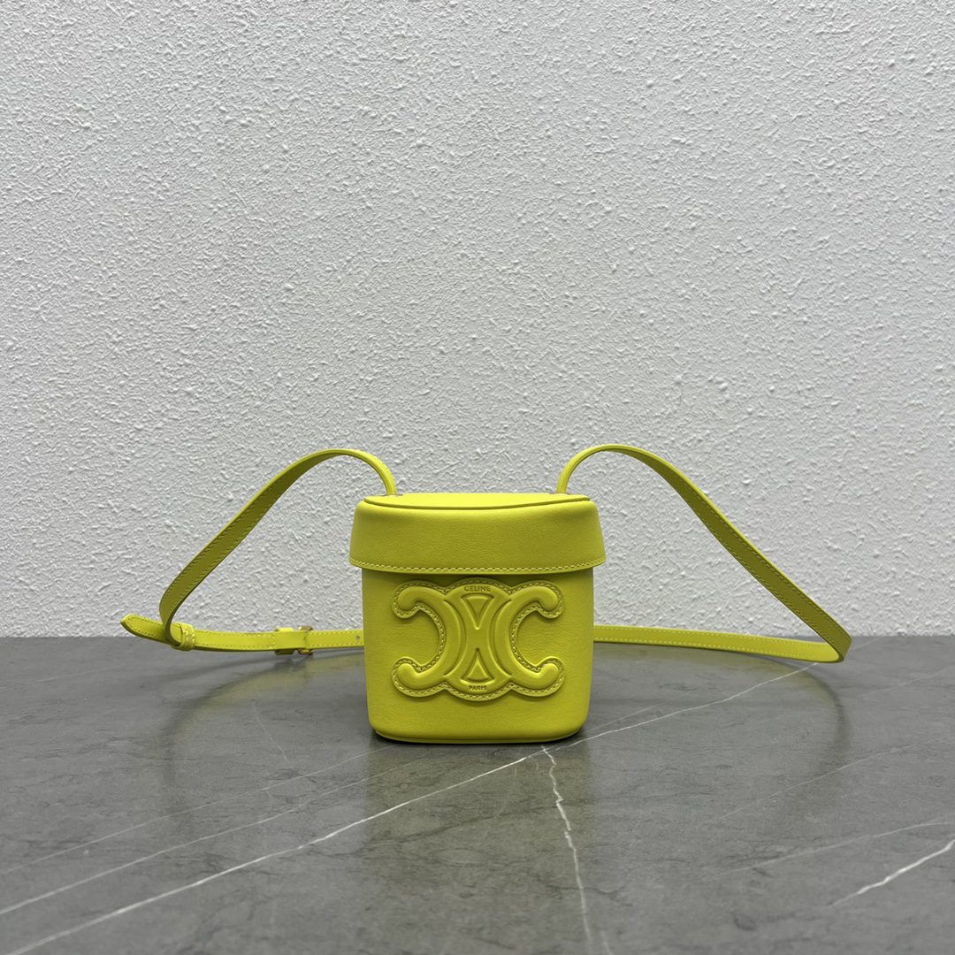 Celine Small Box Cuir Triomphe Yellow For Women 4in/11cm 
