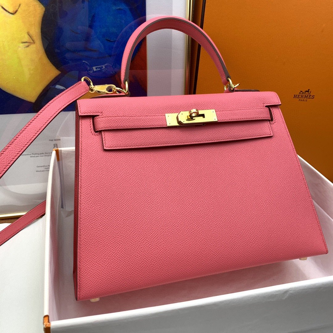 Hermes Kelly 28 Sellier Epsom Pink Bag For Women, Women’s Handbags, Shoulder Bags 11in/28cm