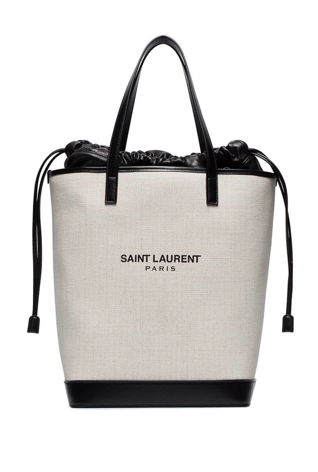 Yves Saint Laurent Teddy Medium Canvas Handle Bucket Tote Bag White For Women 13in/33cm YSL
