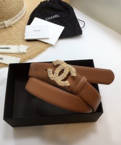 Chanel Belt With Beaded Buckle Brown