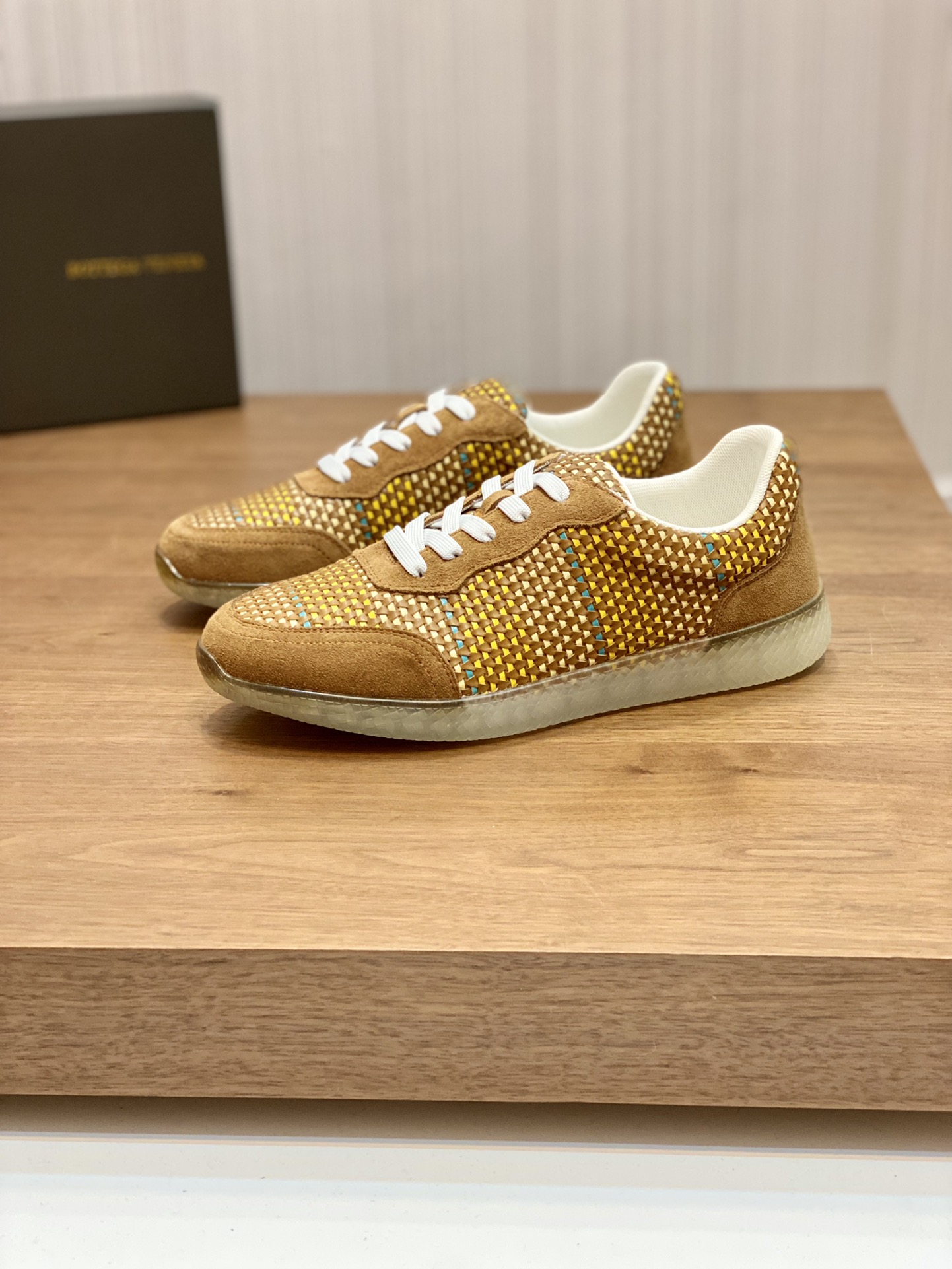 Bottega Veneta Men’s Knit Sneakers Yellow For Men
