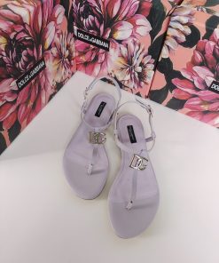Dolce & Gabbana Nappa DG Sandals Purple For Women DG Shoes