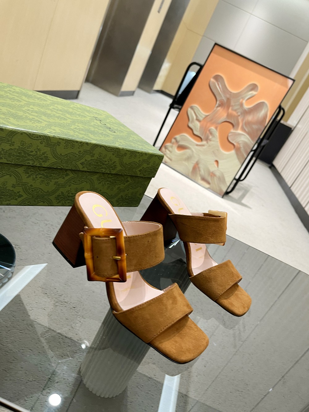 Gucci Women’s Sandal With Bamboo Buckle Brown For Women GG‎