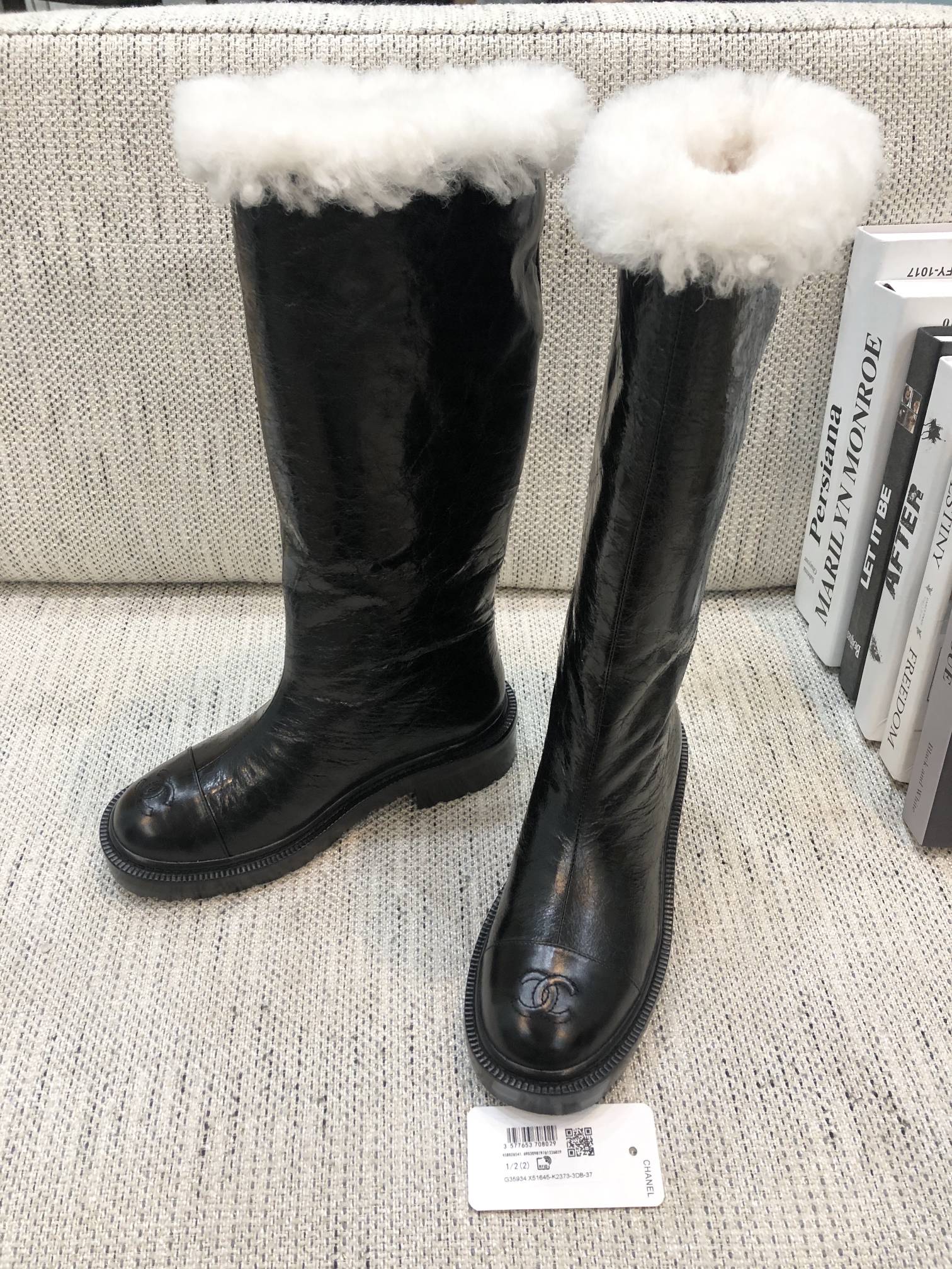Chanel Women’s Coco Snow Boot Black For Women 17.7in/45cm