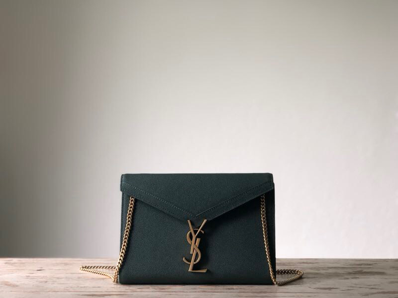 Yves Saint Laurent Cassandra Flap-Front Crossbody Bag Dark Green For Women 8.7in/22cm YSL