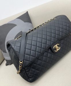 Chanel CoCo Luggage Gold Toned Hardware 46cm Black For Women