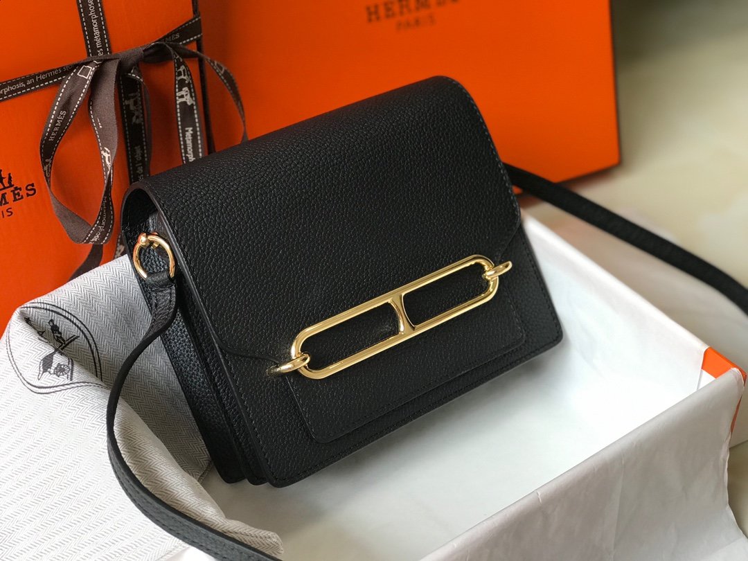 Hermes Mini Evercolor Sac Roulis 19 Black For Women, Women’s Handbags, Shoulder Bags 7.5in/19cm