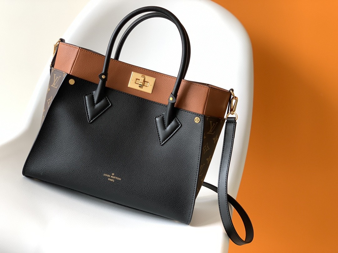 Louis Vuitton On My Side MM Tote Bag Monogram Canvas Black For Women, Women’s Handbags, Shoulder Bags 12in/31cm LV M53823