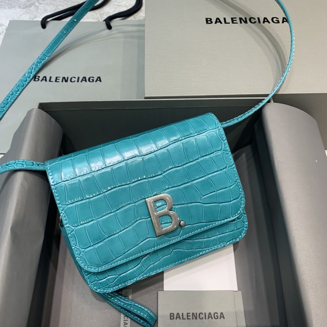 BALENCIAGA Bolso Bandolera B In Blue, For Women, Women’s Bags 7in/18cm