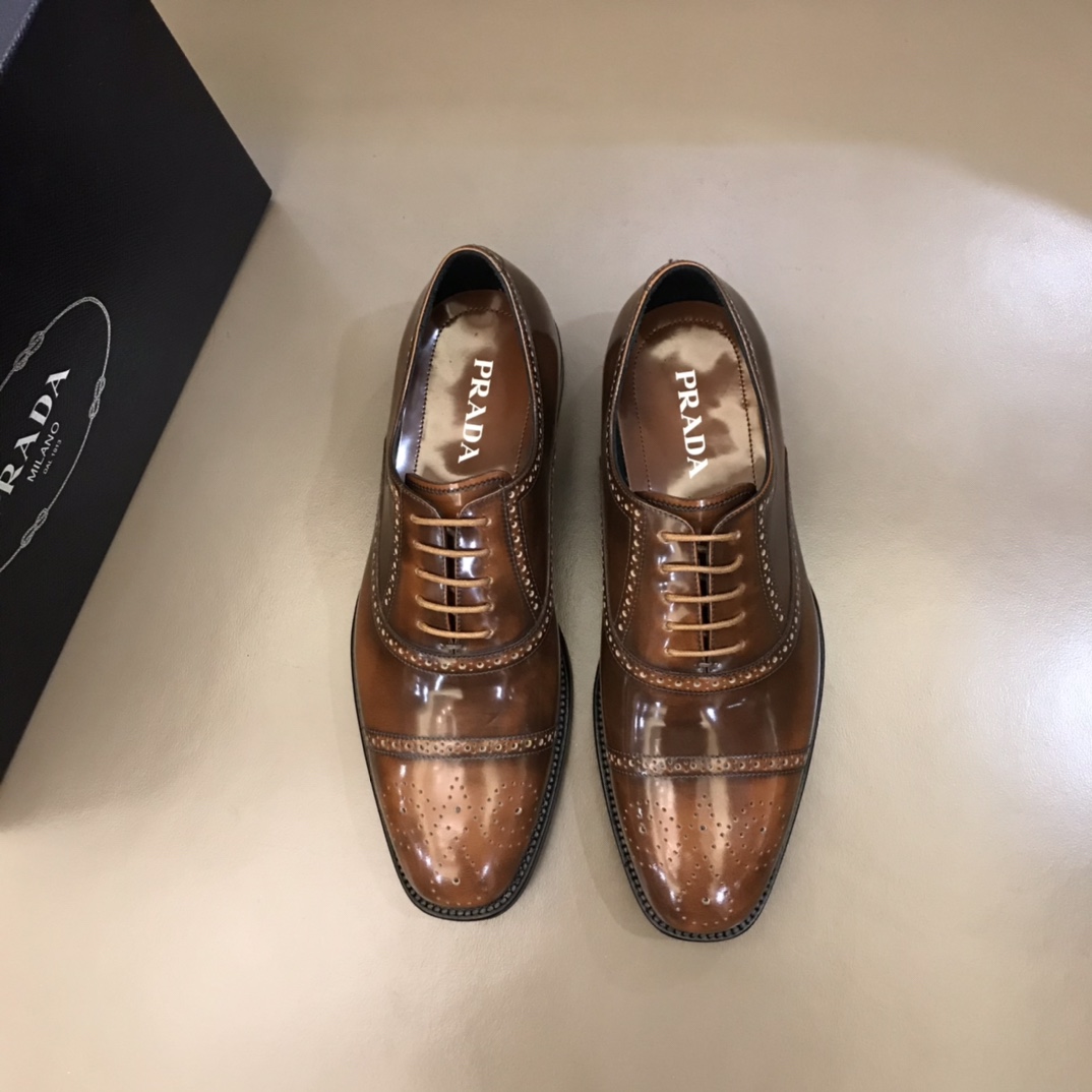 Prada Brushed Oxford Shoes Brown For Men Prada