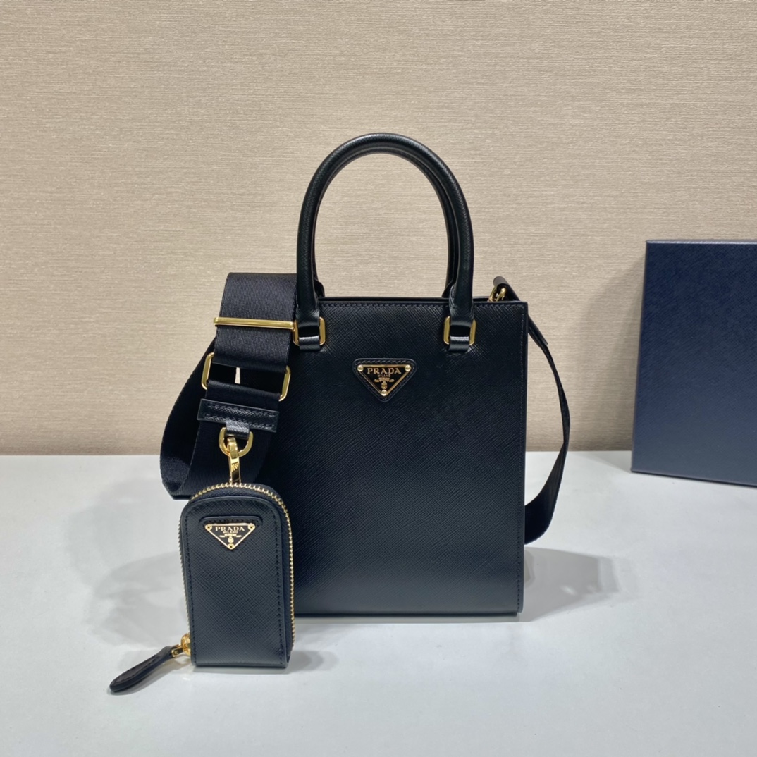Prada Small Saffiano Handbag Black For Women, Women’s Bags 7.5in/19cm