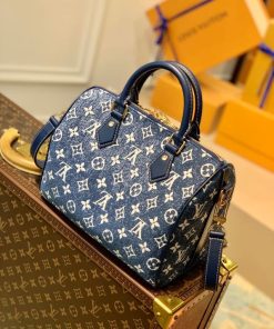 Louis Vuitton Speedy Bandouliere 25 Monogram Denim Jacquard Navy Blue For Women, Women’s Handbags 9.8in/25cm LV M59609