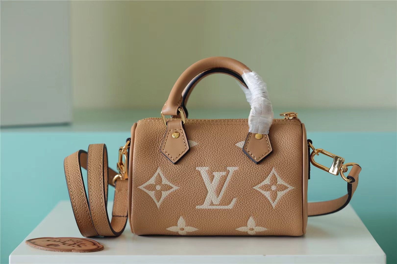 Louis Vuitton Nano Speedy Monogram Empreinte Arizona Beige / Cream For Women, Women’s Handbags, Shoulder And Crossbody Bags 6.3in/16cm LV M81457