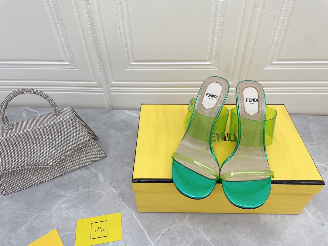 Fendi First Green Transparent High-Heeled Sandals For Women