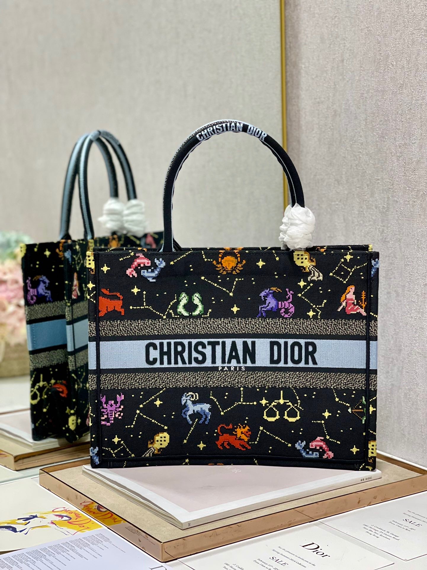 Christian Dior Medium Dior Book Tote Black Multicolor, For Women, Women’s Handbags 14in/36cm CD M1296ZRTY_M911
