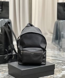 Yves Saint Laurent City Backpack In Canvas Unisex For Women 13.8in/35cm Black YSL