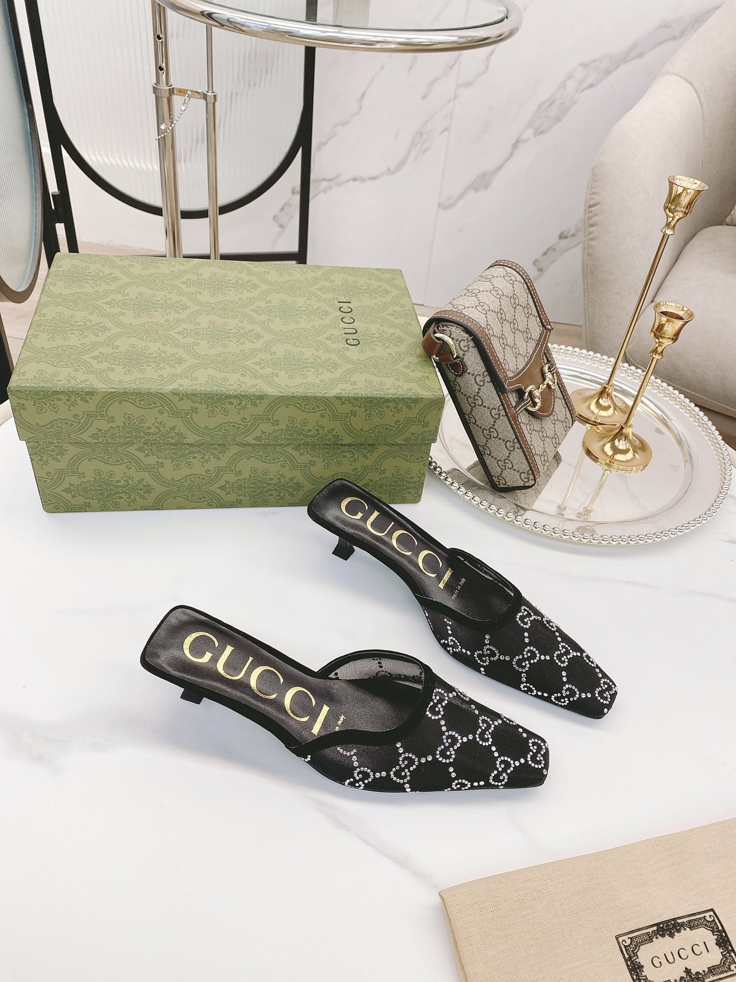 Gucci Women’s Slide Sandal By Fabric Black For Women GG