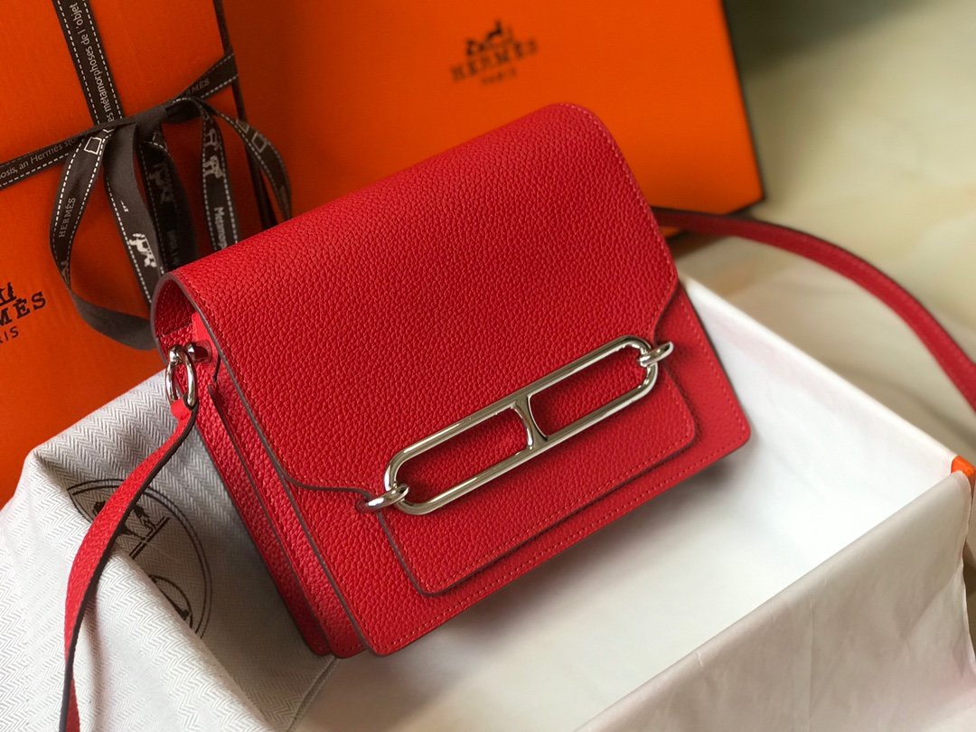 Hermes Mini Evercolor Sac Roulis 19 Red For Women, Women’s Handbags, Shoulder Bags 7.5in/19cm