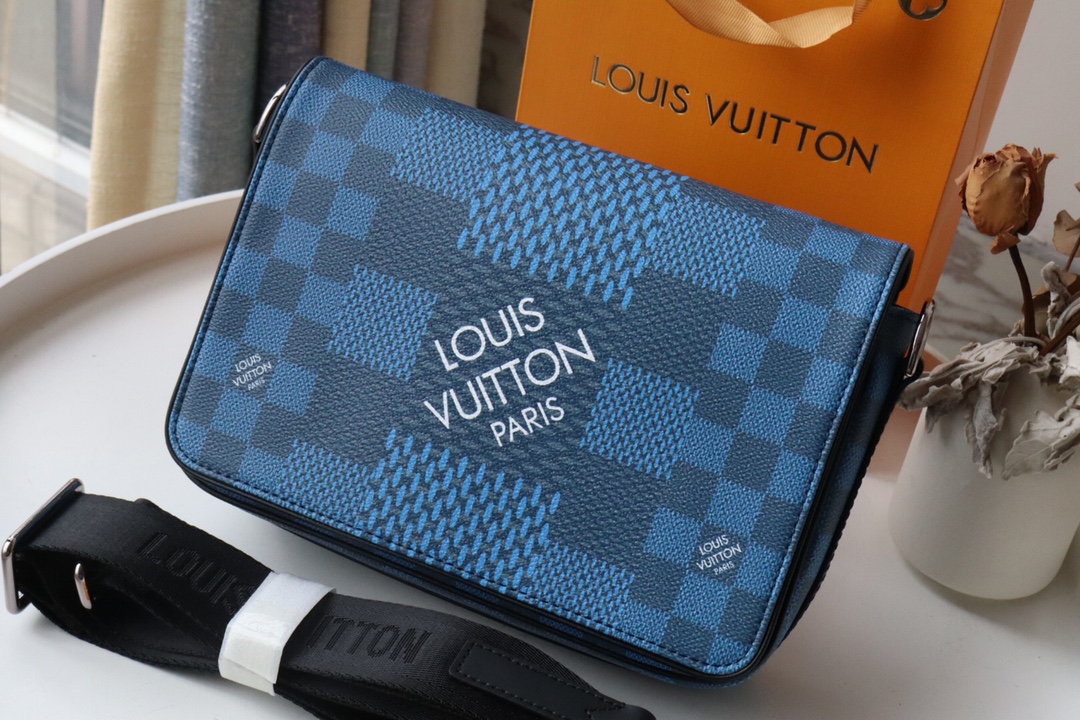 Louis Vuitton Studio Messenger Damier Graphite Blue For Men, Men’s Bags, Shoulder And Crossbody Bags 9.3in/25.3cm LV N50026
