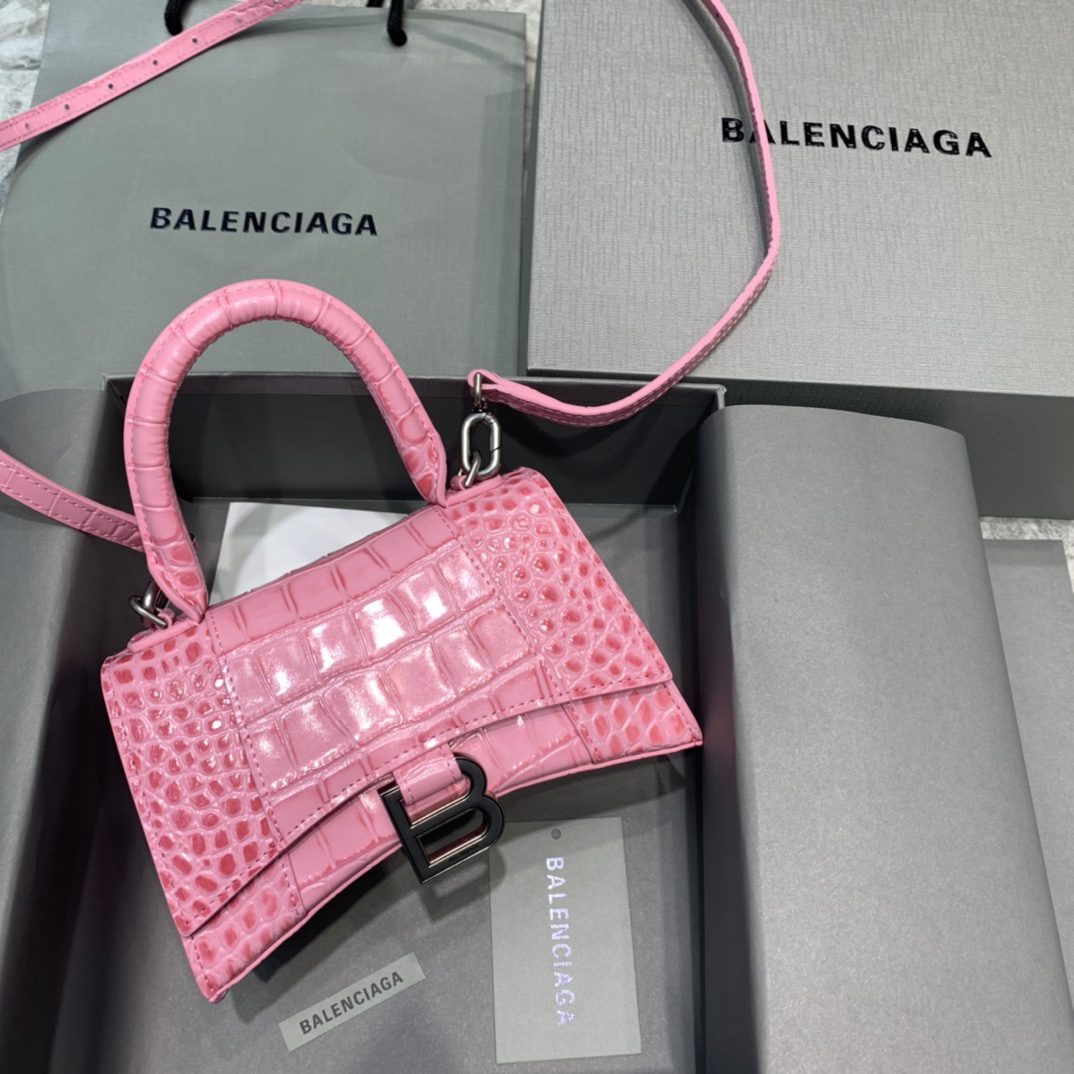 BALENCIAGA Hourglass XS Handbag In Dark Pink, For Women, Women’s Bags 7.4in/19cm