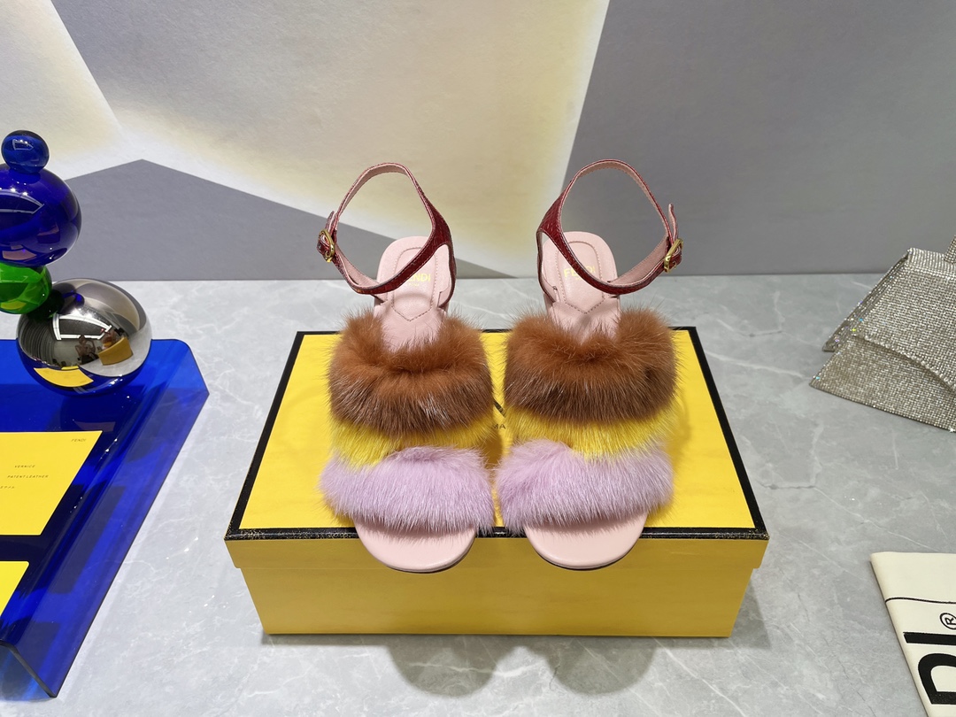 Fendi First Pink Mink High-Heeled Sandals For Women