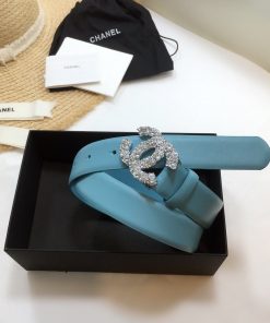 Chanel Belt With Beaded Buckle Blue