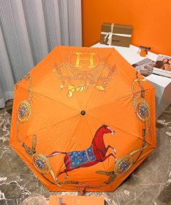 Hermes Pluie De H Folding Umbrella Orange
