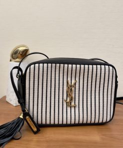 Yves Saint Laurent Lou Camera Bag In Canvas Black And White For Women 9in/23cm YSL 612542FAACG9583