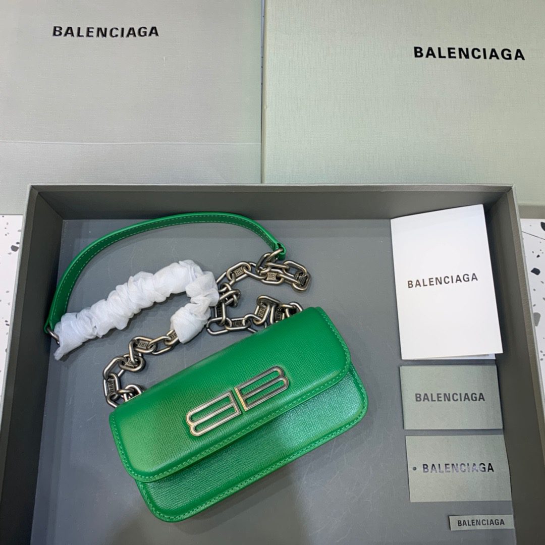 BALENCIAGA Gossip Small On Chain Shoulder Bag Green, For Women, Women’s Bags 7.4in/19cm