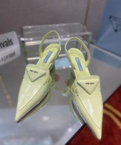 Prada Brushed Slingback Pumps Green For Women 2.6in/65mm Prada