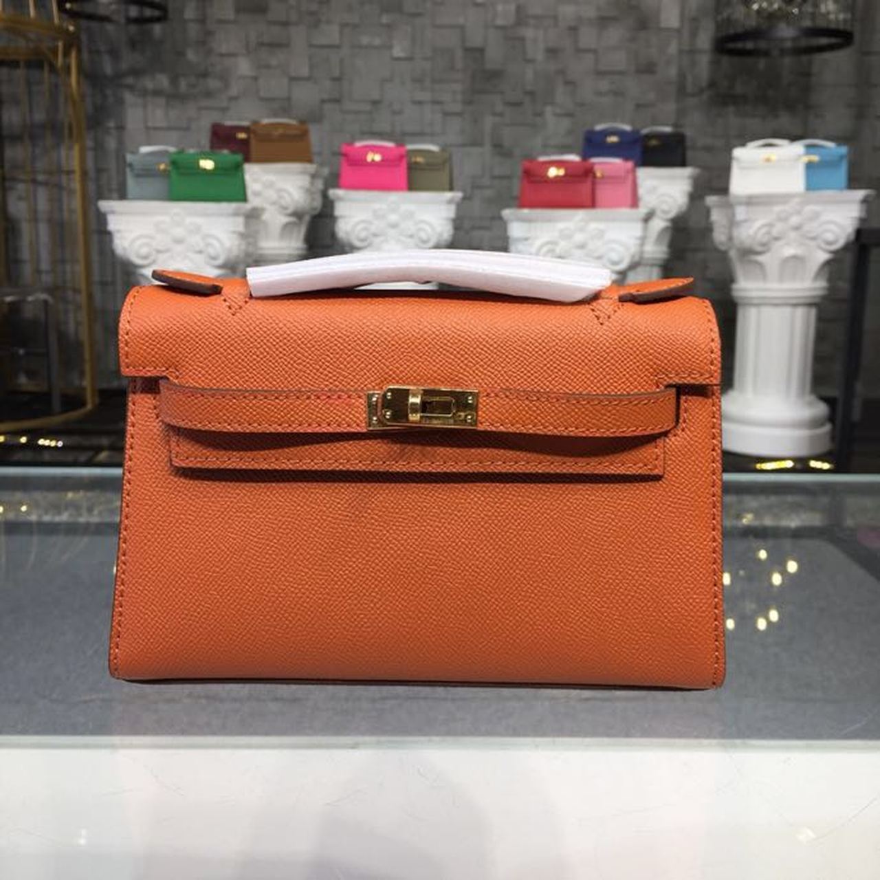 Hermes Mini Kelly KP Pochette Orange For Women Gold Toned Hardware 8.7in/22cm 