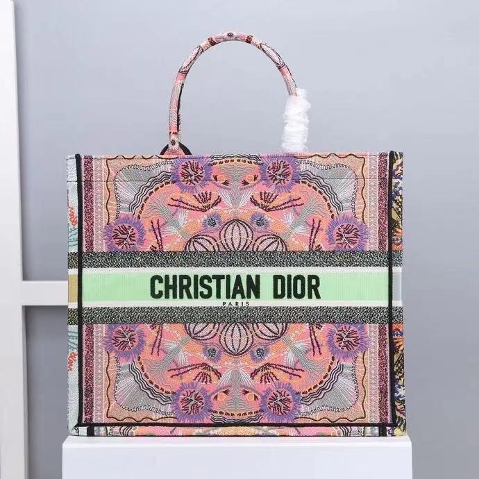 Christian Dior Large Dior Book Tote Multicolor Dior In Lights Embroidery, Pink Multicolor, For Women Women’s Handbags, Shoulder Bags, 42cm CD
