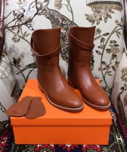 Hermes Kelly Riding Ankle Boots Cognac For Women, Women’s Shoes