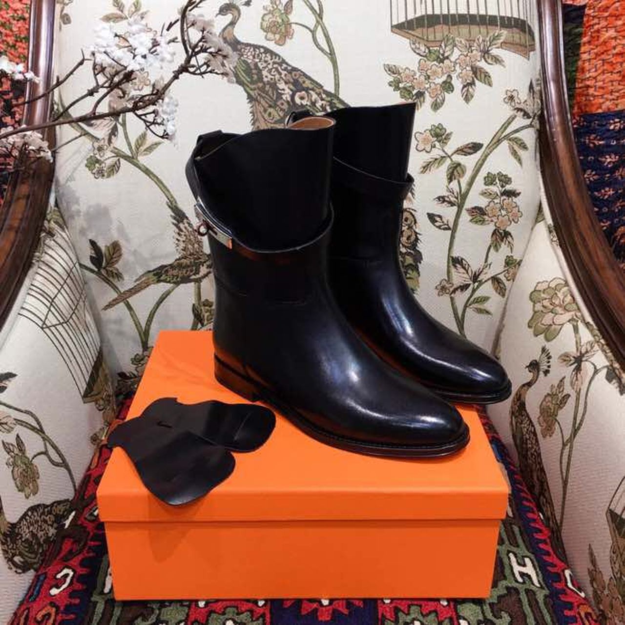 Hermes Kelly Riding Ankle Boots Black For Women, Women’s Shoes