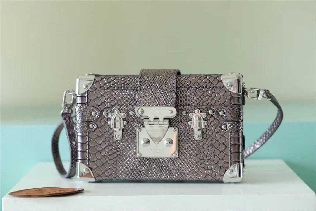 Louis Vuitton Petite Malle High Shiny Alligator By Nicolas Ghesquiere Silver For Women, Women’s Handbags, Shoulder And Crossbody Bags 7.9in/20cm LV 