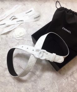 Chanel Belt Quilted With Double C Buckle White With White Hardware Women Belt