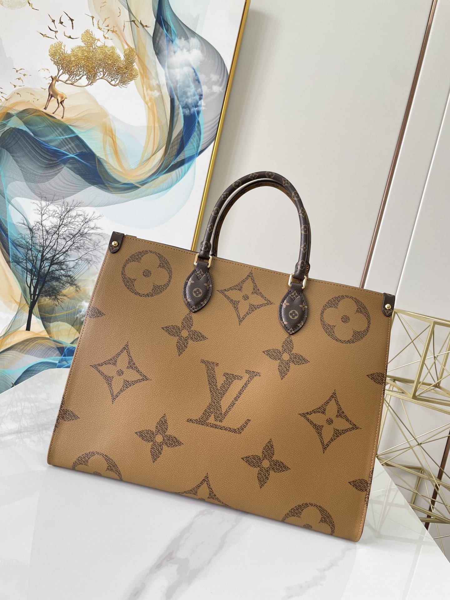 Louis Vuitton OnTheGo GM Tote Bag Monogram And Monogram Reverse Canvas For Women, Women’s Handbags 16.1in/41cm LV M44576
