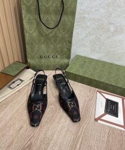 Gucci Women’s Gucci Slingback Pump By And Mesh With Gucci Crystals Black For Women GG