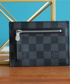 Louis Vuitton ID Card Holder Damier Graphite Canvas Black For Men, Men’s Wallet 13cm LV N60378