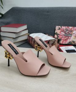 Dolce & Gabbana Lguana-Print Mules Pink For Women DG Shoes