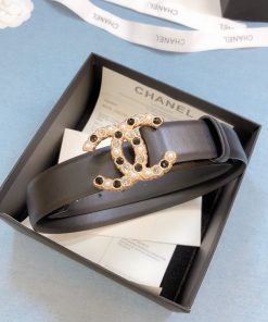 Chanel Belt With Beaded Buckle Brown Gold-Toned Metal and Strass Women Belt