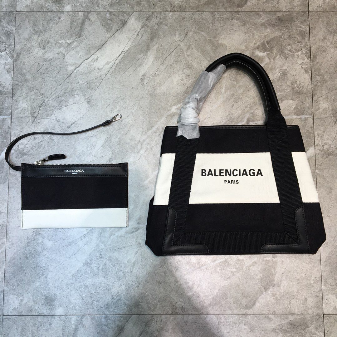 BALENCIAGA Navy XS Tote Bag In Black And White, For Women, Women’s Bags 12.6in/32cm