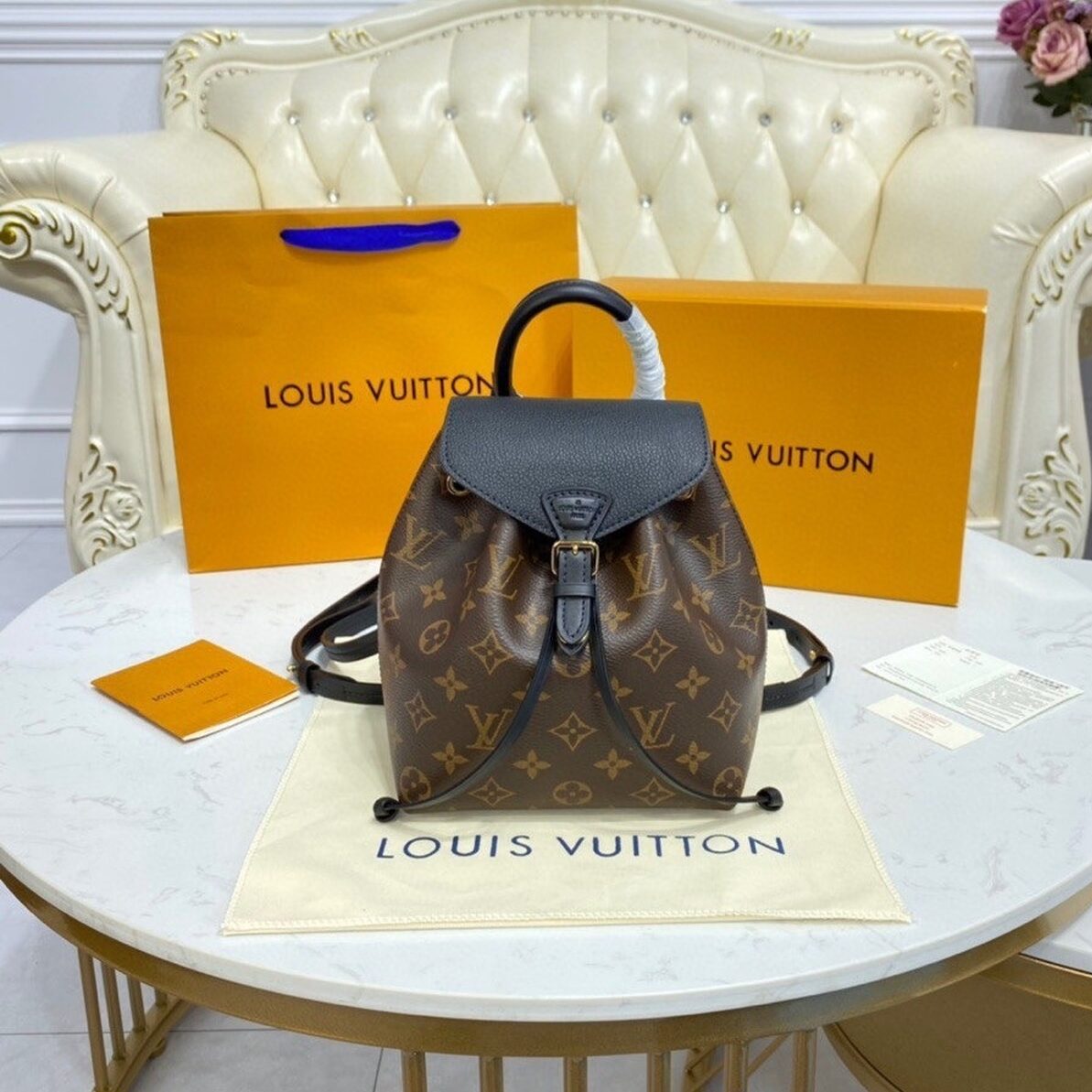 Louis Vuitton Montsouris BB Backpack Monogram Canvas Black For Women, Women’s Backpack 7.9in/20cm LV M45516
