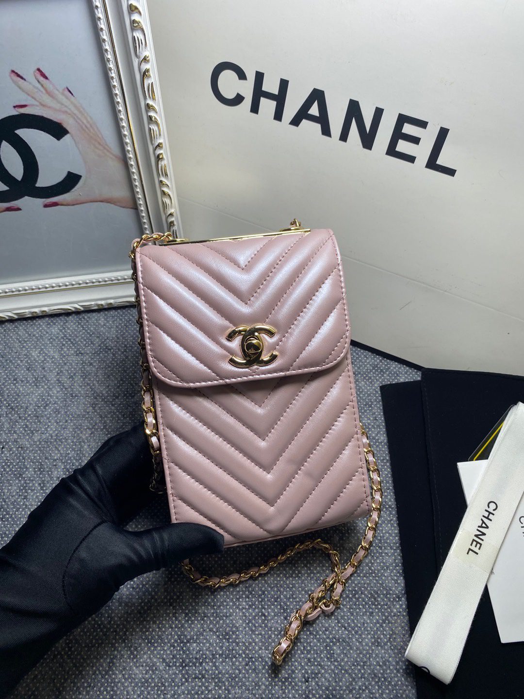 Chanel Chevron Trendy Chanel Phone Light Purple Bag For Women 18cm/7in