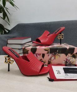 Dolce & Gabbana Lguana-Print Mules Red For Women DG Shoes