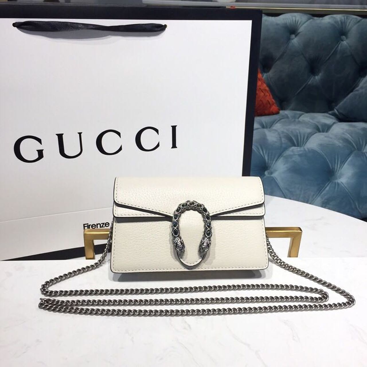 Gucci Dionysus Super Mini Bag White Metal-Free Tanned For Women 6.5in/16.5cm Gucci 476432 CAOGM 9174